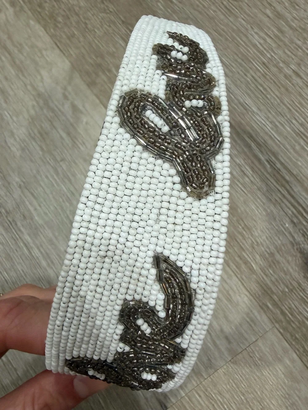 Mignonne Gavigan Beaded White 'Love' Headband